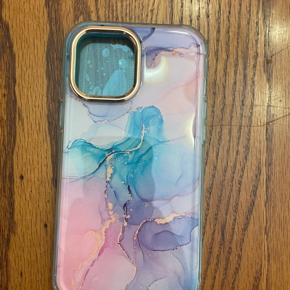 New iPhone 12 Pro Max Marble Phone Case w/ Screen Protector – Turquoise & Gold